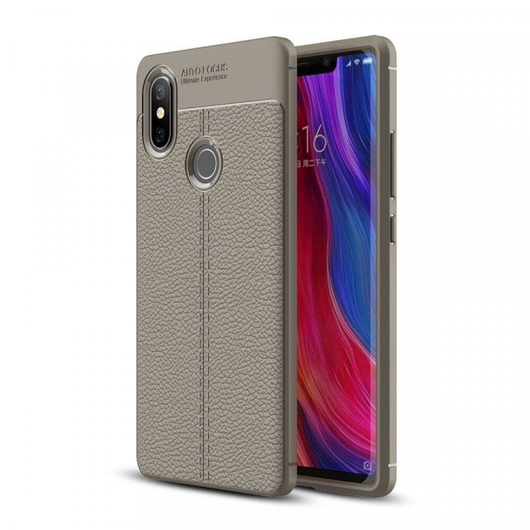 Чехол-накладка Litchi Grain для Xiaomi Mi 8 SE (серый)