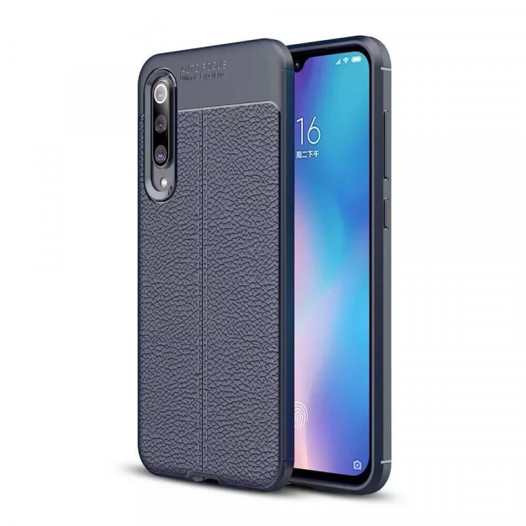 Чехол-накладка Litchi Grain для Xiaomi Mi 9 SE (темно-синий)