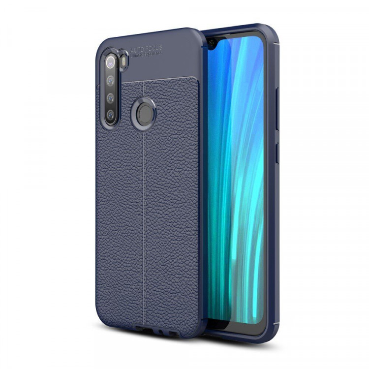 Чехол-накладка Litchi Grain для Xiaomi Redmi Note 8 (темно-синий)