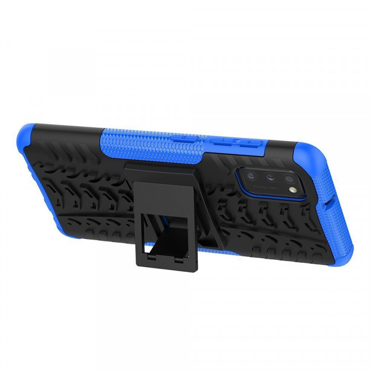 Чехол Hybrid Armor для Samsung Galaxy A41 (черный + голубой)