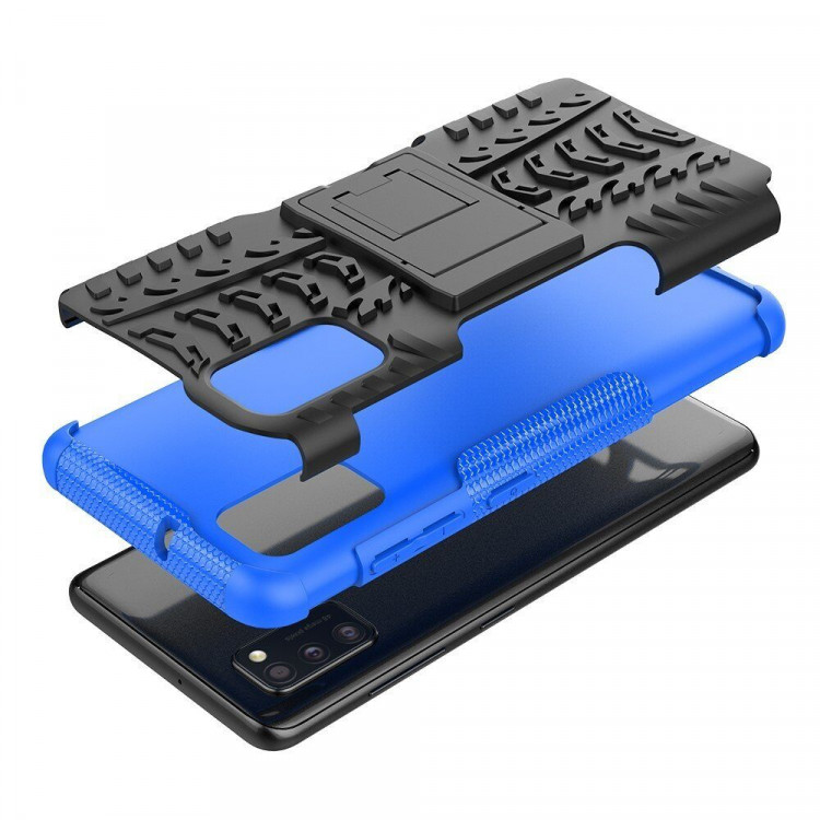 Чехол Hybrid Armor для Samsung Galaxy A41 (черный + голубой)