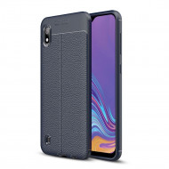 Чехол-накладка Litchi Grain для Samsung Galaxy A10 (темно-синий)
