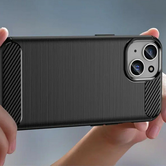 Чехол-накладка Carbon Fibre для iPhone 15 (черный)