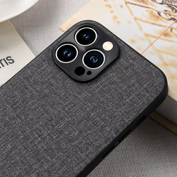 Чехол с тканевой текстурой для iPhone 14 Pro (черный)