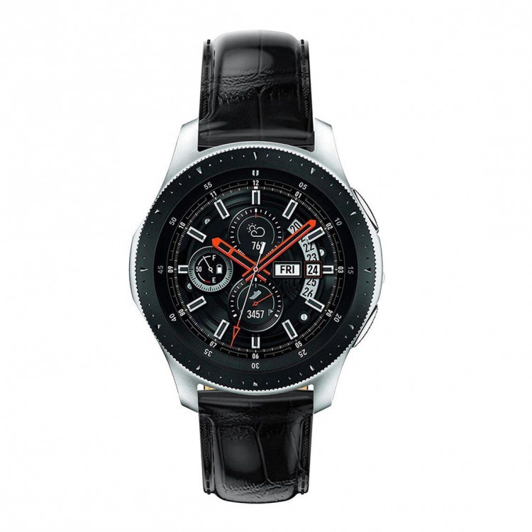 Кожаный ремешок Crocodile Texture для Samsung Gear S3 Frontier / S3 Classic / Galaxy Watch 46мм / Watch 3 (45мм) (черный)