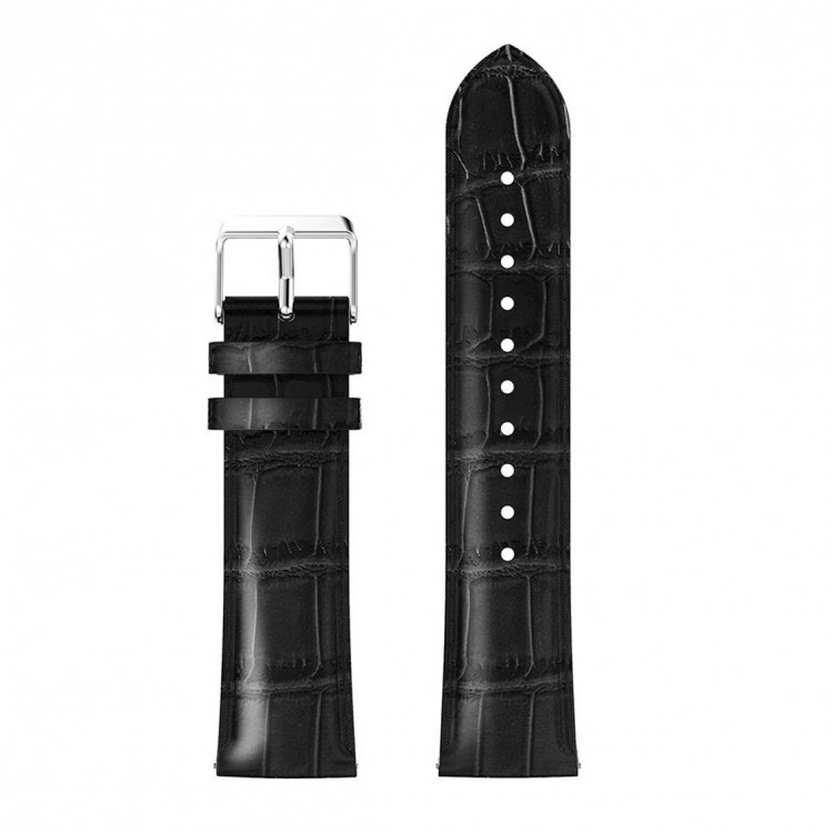 Кожаный ремешок Crocodile Texture для Samsung Gear S3 Frontier / S3 Classic / Galaxy Watch 46мм / Watch 3 (45мм) (черный)