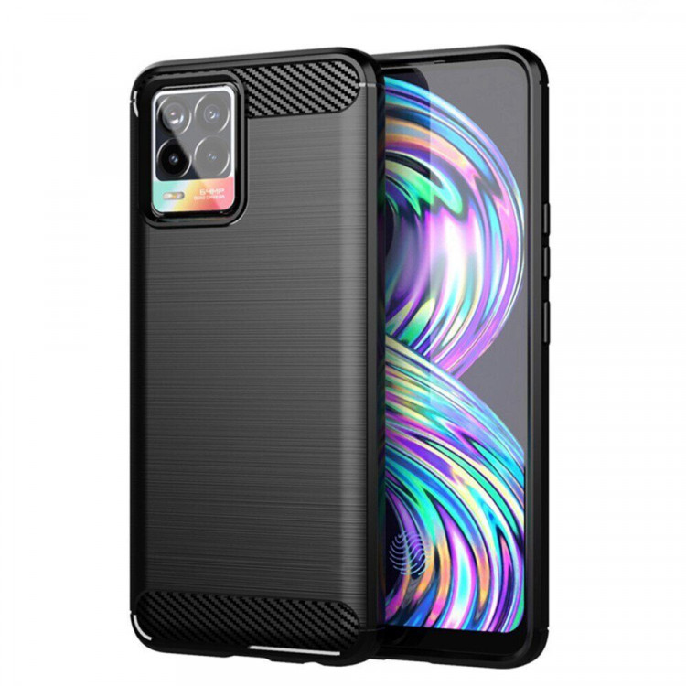 Чехол-накладка Carbon Fibre для Realme 8 / Realme 8 Pro (черный)