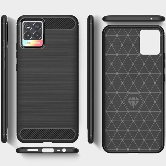 Чехол-накладка Carbon Fibre для Realme 8 / Realme 8 Pro (черный)