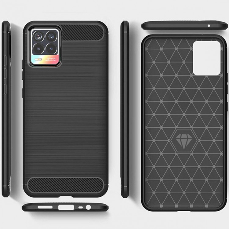 Чехол-накладка Carbon Fibre для Realme 8 / Realme 8 Pro (черный)