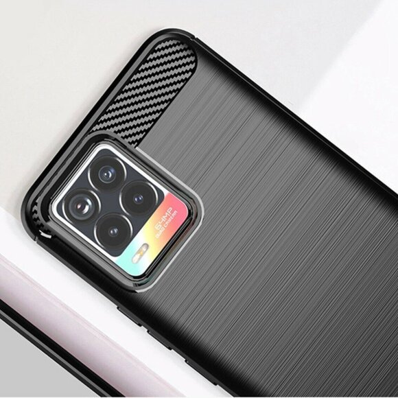 Чехол-накладка Carbon Fibre для Realme 8 / Realme 8 Pro (черный)