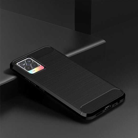 Чехол-накладка Carbon Fibre для Realme 8 / Realme 8 Pro (черный)