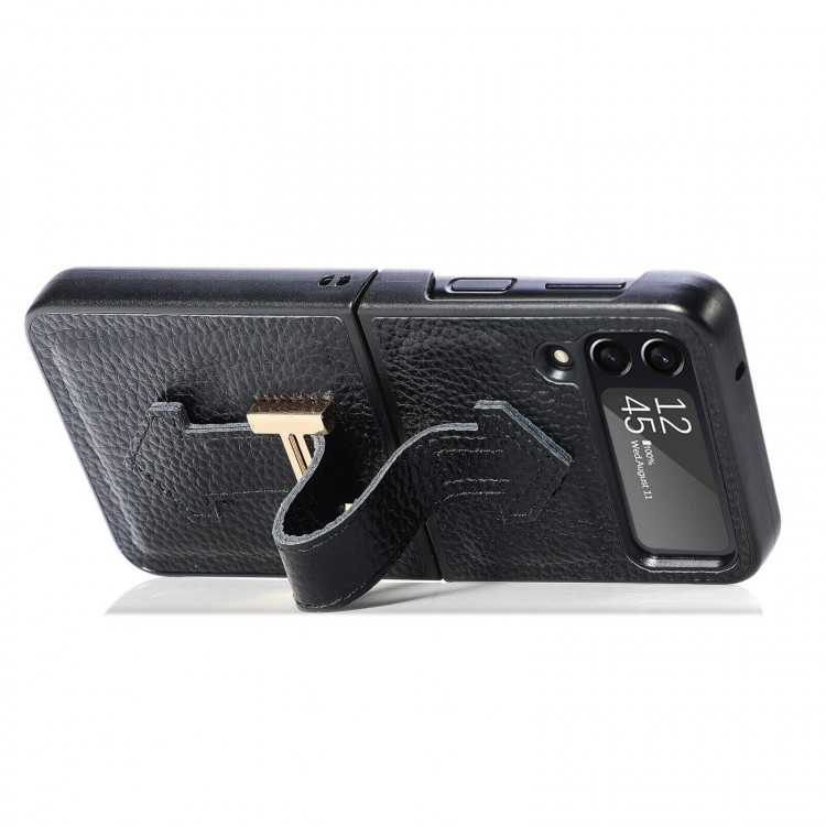 Кожаный чехол для Samsung Galaxy Z Flip 3 (черный)