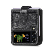 Кожаный чехол для Samsung Galaxy Z Flip 3 (черный)