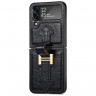 Кожаный чехол для Samsung Galaxy Z Flip 3 (черный)
