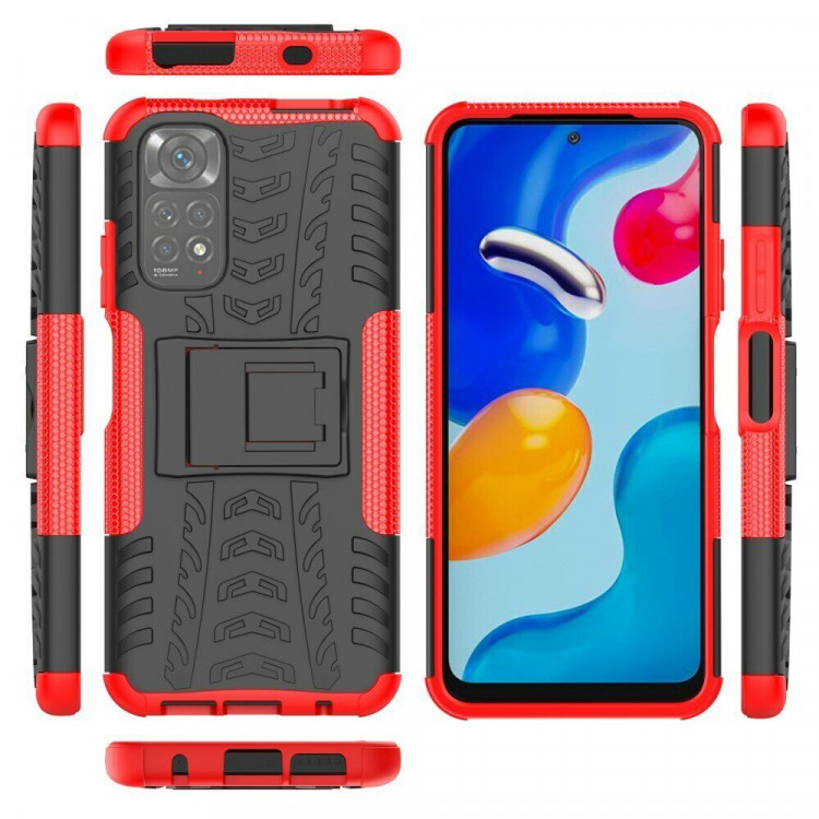Чехол Hybrid Armor для Xiaomi Redmi Note 11 / Redmi Note 11S (черный + красный)