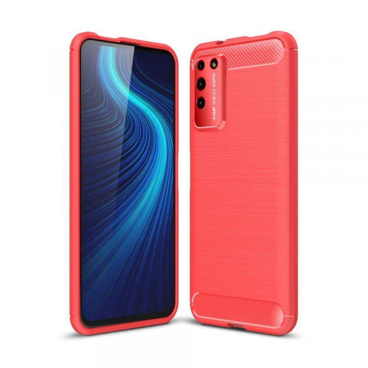 Чехол-накладка Carbon Fibre для Honor X10 (красный)