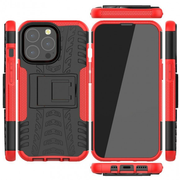 Чехол Hybrid Armor для iPhone 13 Pro (черный + красный)