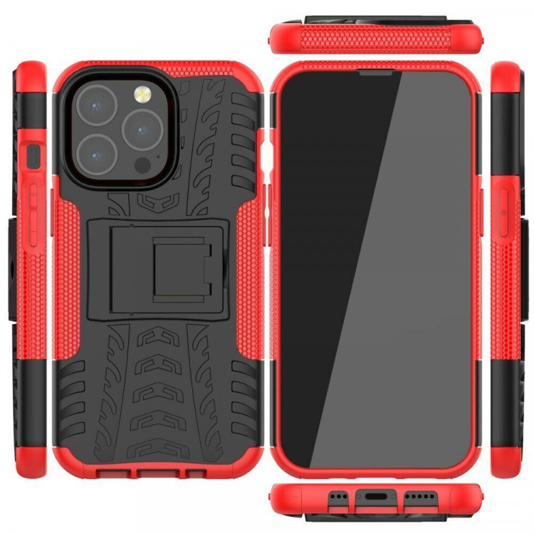 Чехол Hybrid Armor для iPhone 13 Pro (черный + красный)