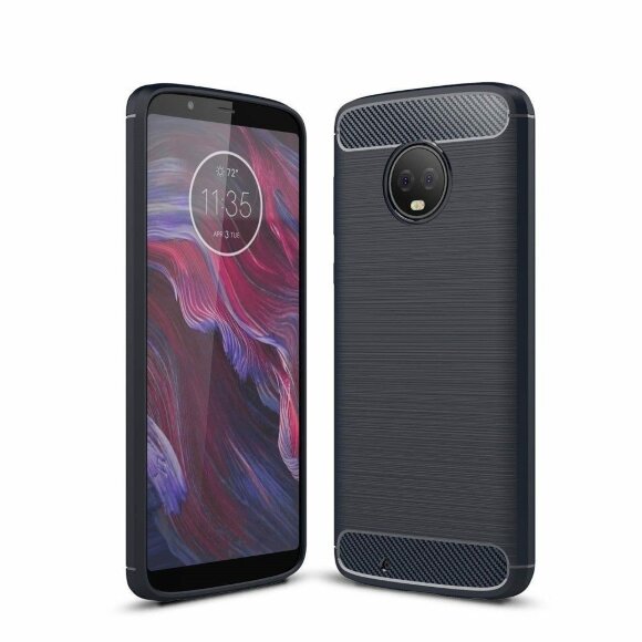 Чехол-накладка Carbon Fibre для Motorola Moto G6 (темно-синий)