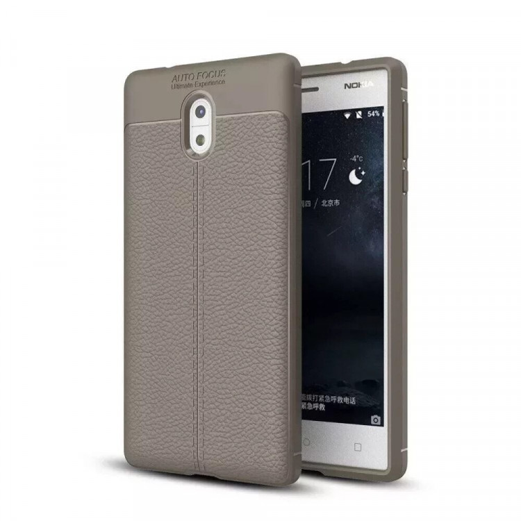 Чехол-накладка Litchi Grain для Nokia 3 (серый)