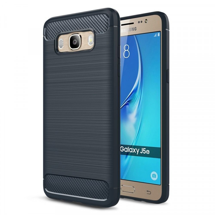 Чехол-накладка Carbon Fibre для Samsung Galaxy J5 (2016) SM-J510F/DS (темно-синий)