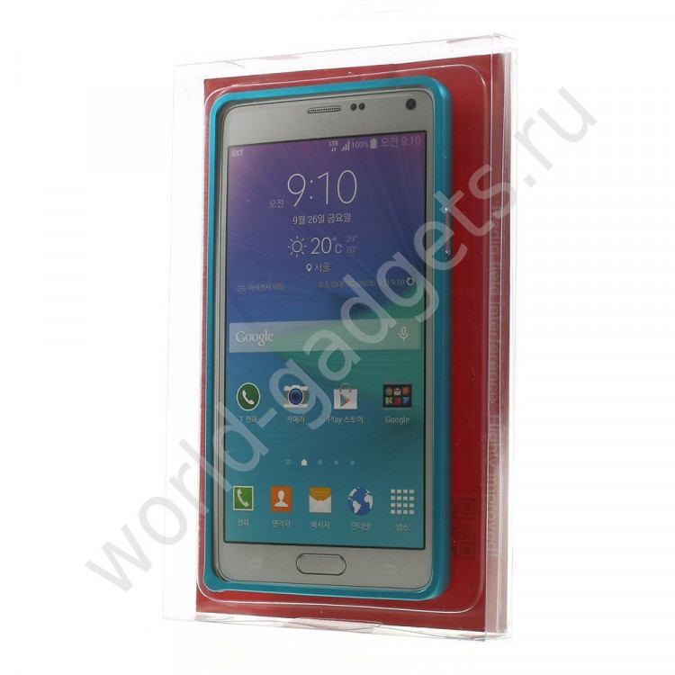 Металлический бампер LOVE MEI для Samsung Galaxy Note 4 (голубой)