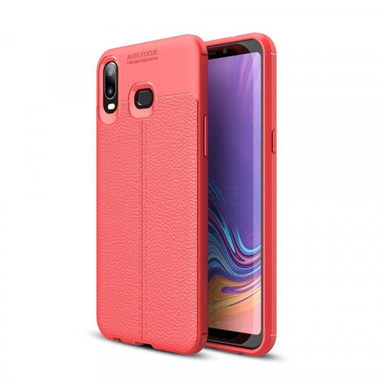 Чехол-накладка Litchi Grain для Samsung Galaxy A6s (красный)