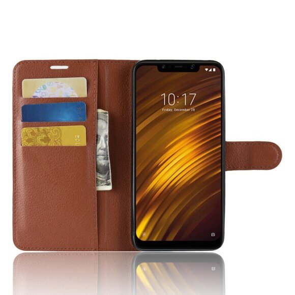 Чехол с визитницей для Xiaomi Pocophone F1 / Poco F1 (коричневый) Чехол с визитницей для Xiaomi Pocophone F1 / Poco F1 (коричневый)