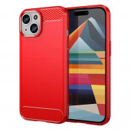 Чехол-накладка Carbon Fibre для iPhone 15 Plus (красный) Чехол-накладка Carbon Fibre для iPhone 15 Plus (красный)