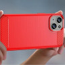 Чехол-накладка Carbon Fibre для iPhone 15 Plus (красный)
