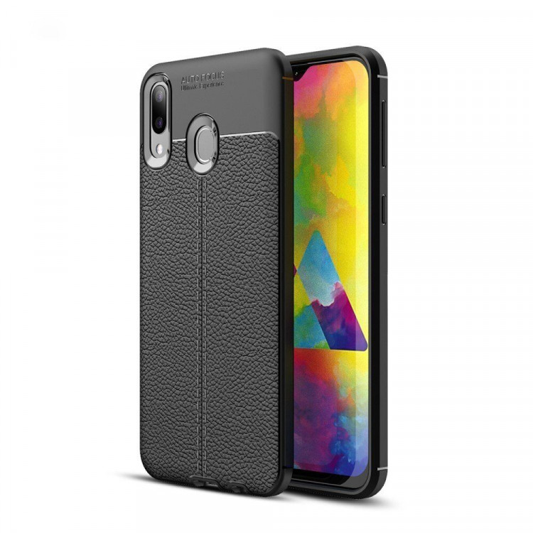 Чехол-накладка Litchi Grain для Samsung Galaxy M20 (черный)