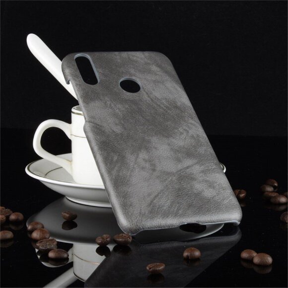 Кожаная накладка-чехол для Huawei Y7 (2019) / Y7 Prime (2019) (серый)