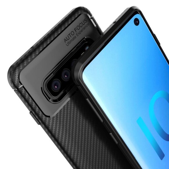 Чехол-накладка Resistant Carbon для Samsung Galaxy S10 (черный) Чехол-накладка Resistant Carbon для Samsung Galaxy S10 (черный)