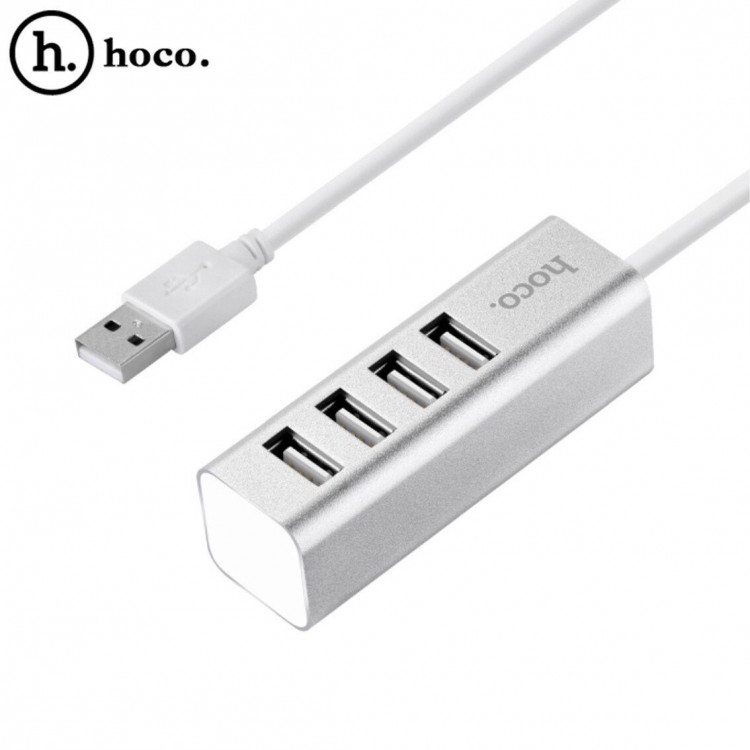 USB-Хаб на 4 порта Hoco HB1 (серебряный)