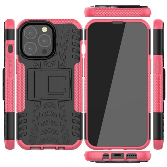 Чехол Hybrid Armor для iPhone 13 Pro (черный + розовый)