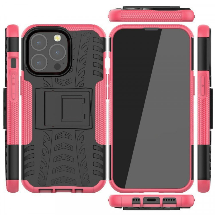 Чехол Hybrid Armor для iPhone 13 Pro (черный + розовый)