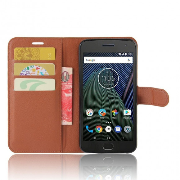 Чехол с визитницей для Motorola Moto G5 (коричневый) Чехол с визитницей для Motorola Moto G5 (коричневый)
