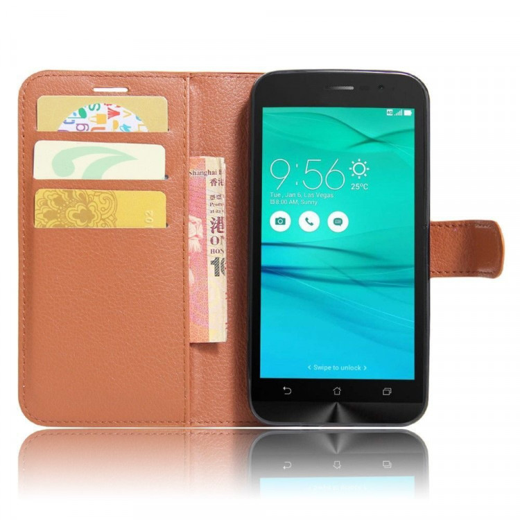 Чехол с визитницей для ASUS ZenFone Go ZB500KL (коричневый)