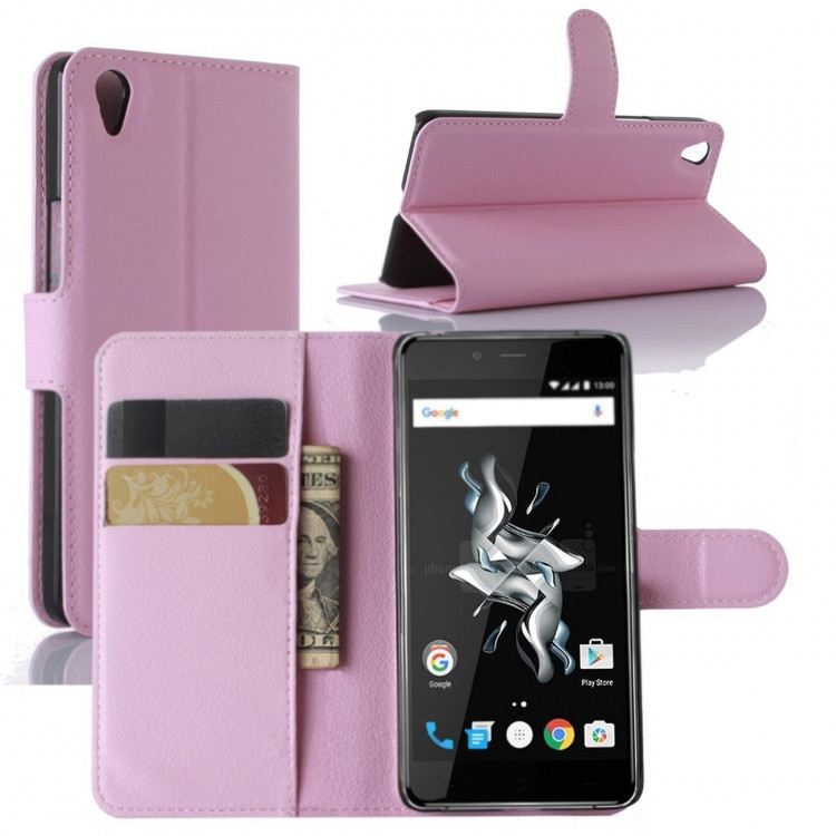 Чехол с визитницей для OnePlus X (розовый)