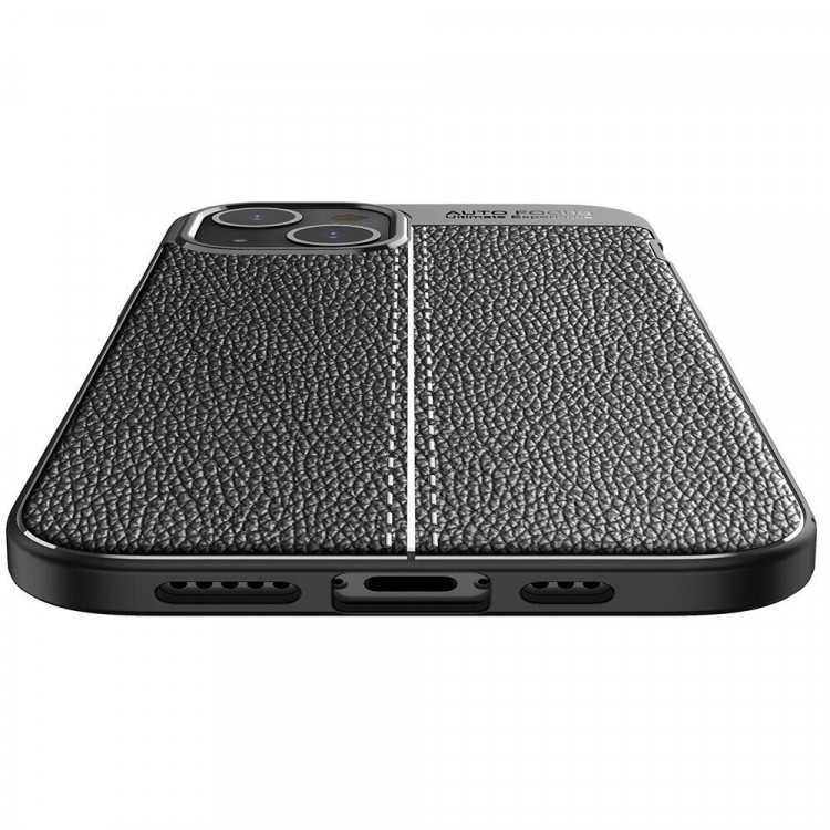 Чехол-накладка Litchi Grain для iPhone 14 Pro Max (черный)