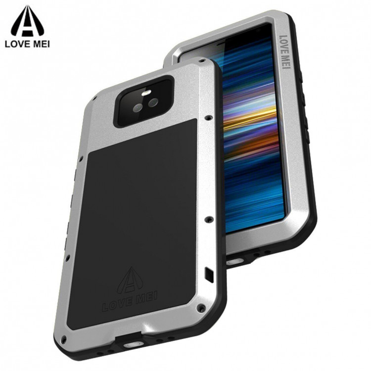 Гибридный чехол LOVE MEI для Sony Xperia 10 (серебряный)