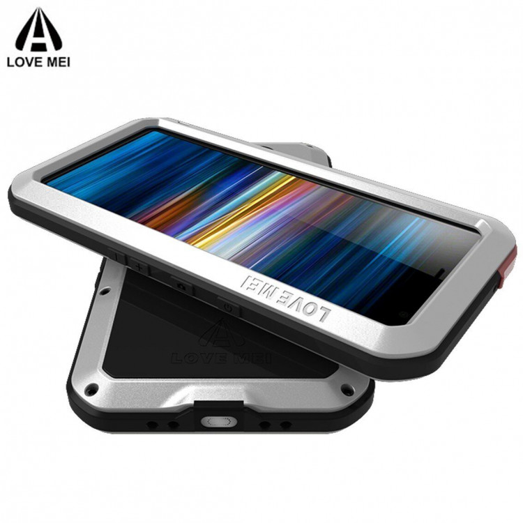 Гибридный чехол LOVE MEI для Sony Xperia 10 (серебряный)