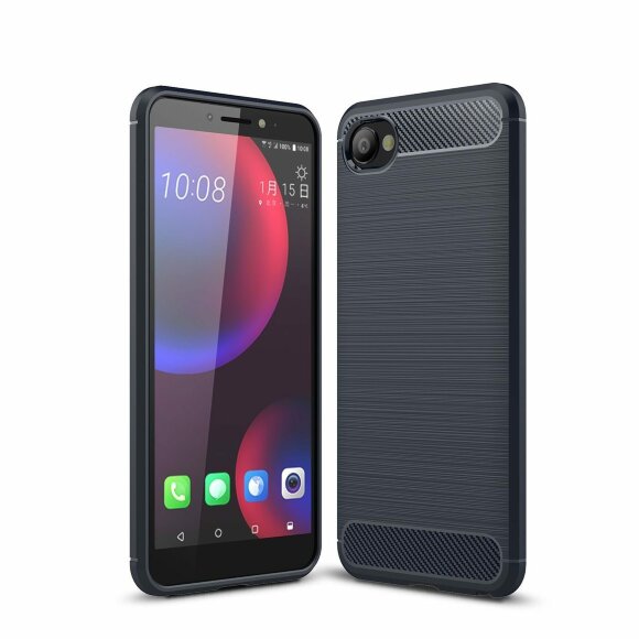 Чехол-накладка Carbon Fibre для HTC Desire 12 (темно-синий)
