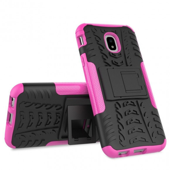 Чехол Hybrid Armor для Samsung Galaxy J3 2017 (черный + розовый) Чехол Hybrid Armor для Samsung Galaxy J3 2017 (черный + розовый)