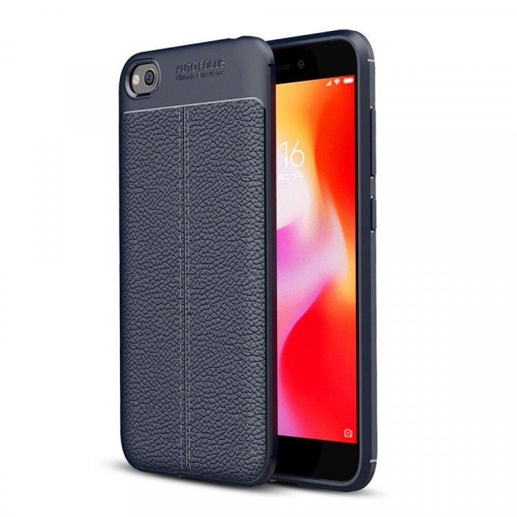 Чехол-накладка Litchi Grain для Xiaomi Redmi Go (темно-синий)