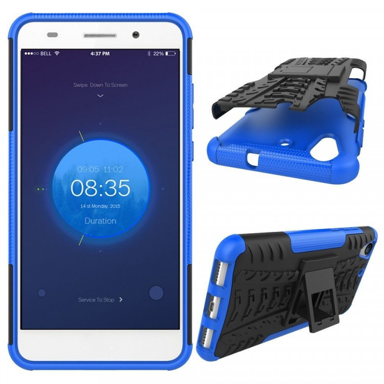 Чехол Hybrid Armor для Huawei Y6 II (черный + голубой)