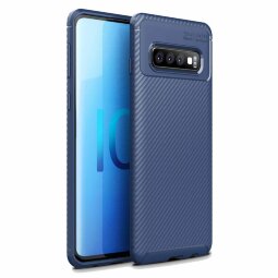 Чехол-накладка Resistant Carbon для Samsung Galaxy S10 (темно-синий)