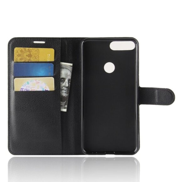 Чехол с визитницей для Huawei Honor 7C Pro / Enjoy 8 (черный) Чехол с визитницей для Huawei Honor 7C Pro / Enjoy 8 (черный)