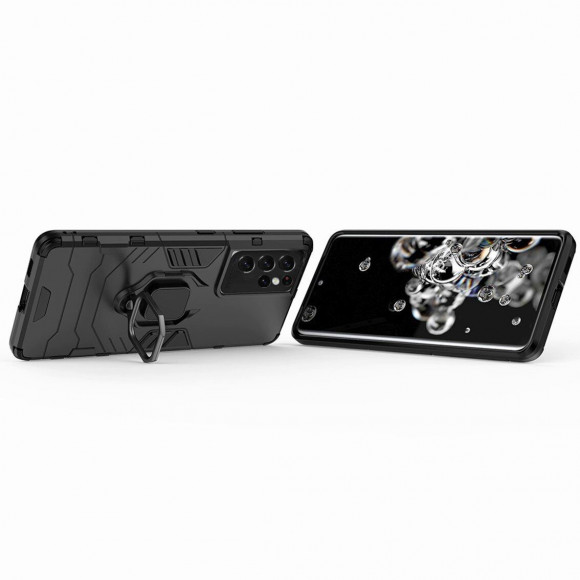 Чехол Armor Ring Holder для Samsung Galaxy S21 Ultra (черный)