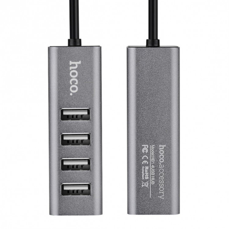 USB-Хаб на 4 порта Hoco HB1 (серый)